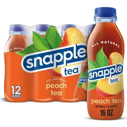 Snapple Peach Tea, 16 fl oz recycled plastic bottle, 12 pack