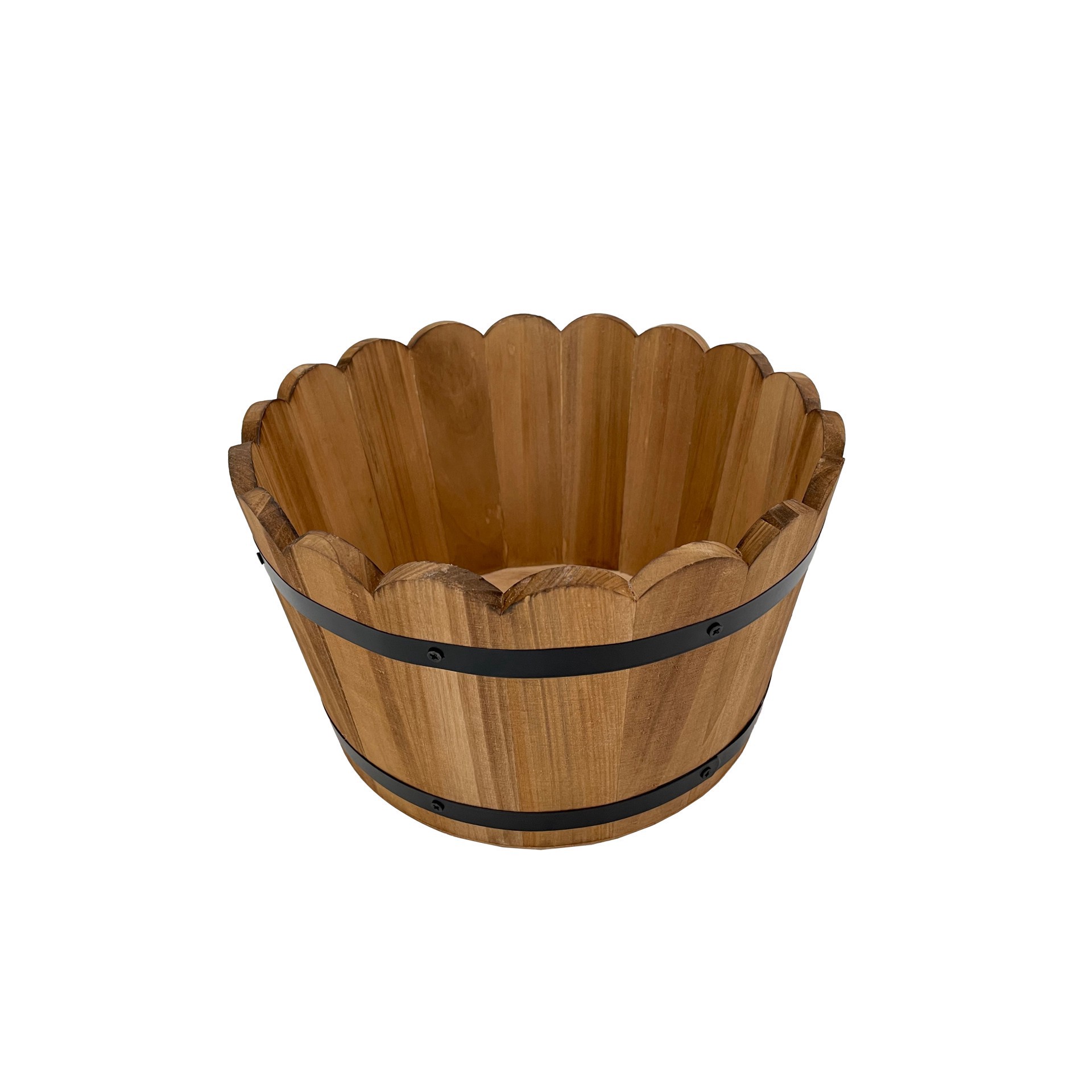 slide 3 of 3, 10" Wood & Metal Barrel By Ashland, 10 in