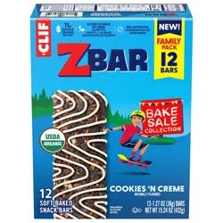 Zbar - Bake Sale Collection - Cookies 'N Creme - Soft Baked Snack Bars - Non-GMO - 11g Whole Grains - USDA Organic Granola Bars (12 Pack)