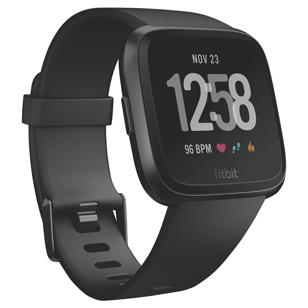 slide 1 of 1, Fitbit Versa Smartwatch with Small & Large Bands - Black/Black Aluminum, 1 ct