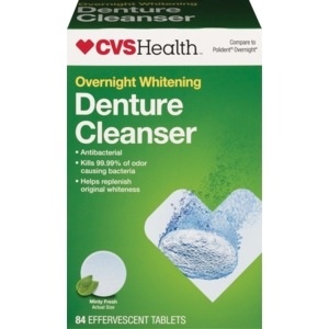slide 1 of 1, CVS Health Overnight Whitening Denture Cleanser, 84 ct