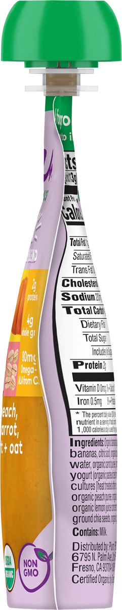 slide 6 of 9, Plum Organics Mighty 4 Food Group Blend Banana, Peach, Pumpkin, Carrot, Greek Yogurt + Oat 4oz Pouch, 4 oz