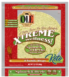 Olé Mexican Foods Ole Xtreme Wellness Carb Lean Keto Friendly Low Carb Spinach & Herbs Tortillas