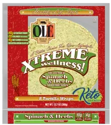Olé Mexican Foods Olé Xtreme Wellness Spinach & Herbs, 8" Low Carb Tortillas, Carb Lean, Keto Friendly