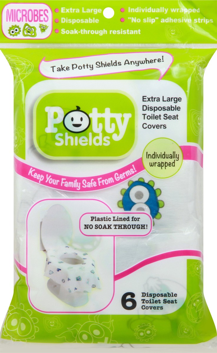 slide 3 of 11, Potty Shields Extra Large Disposable Toilet Seat Covers 6 ea, 6 ct