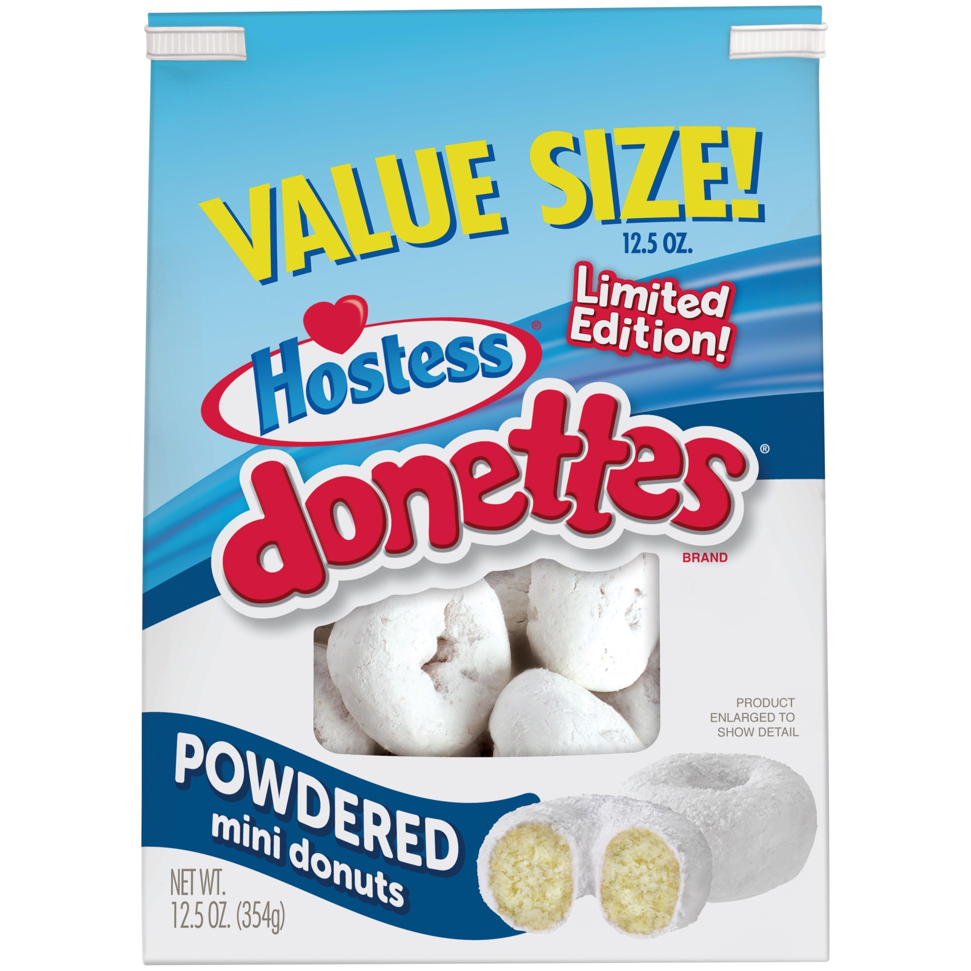 slide 1 of 1, Hostess Donettes Value Size Powdered Sugar Mini Donuts Bag, 12.5 oz