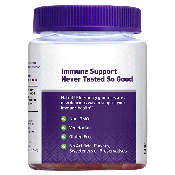 slide 7 of 9, Natrol Elderberry Immune Health Gummies, 60 ct; 100 mg