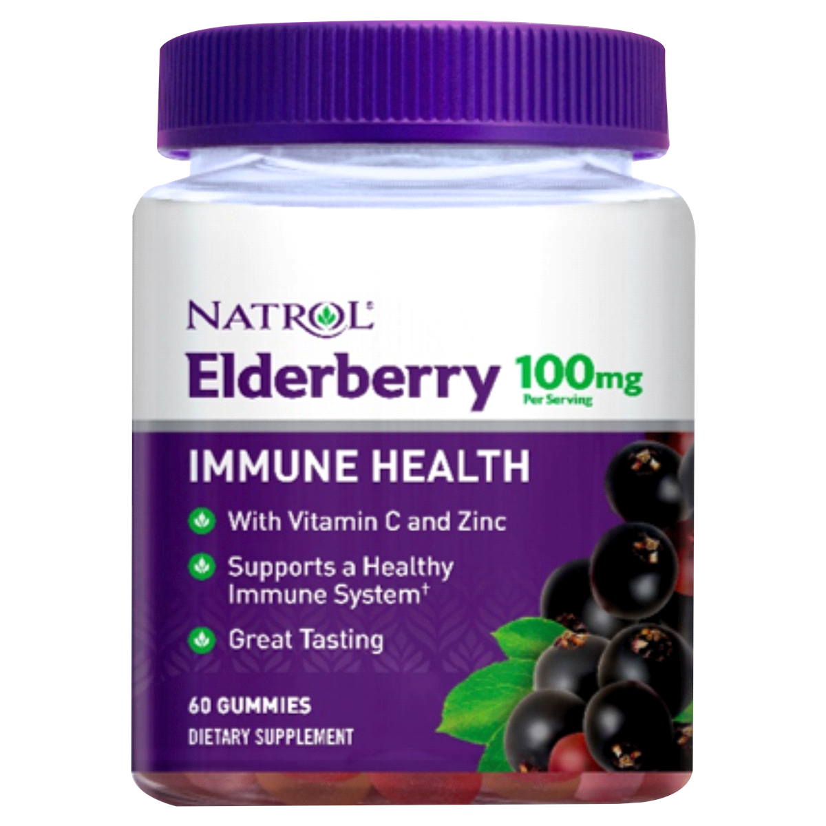 slide 1 of 9, Natrol Elderberry Immune Health Gummies, 60 ct; 100 mg