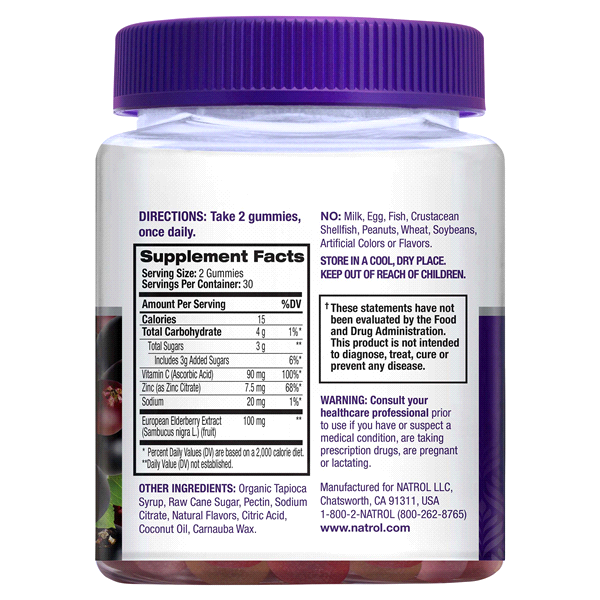 slide 5 of 9, Natrol Elderberry Immune Health Gummies, 60 ct; 100 mg