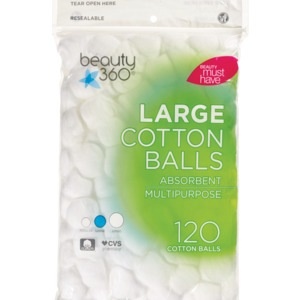 slide 1 of 1, Beauty 360 Large Cotton Balls, 120 ct