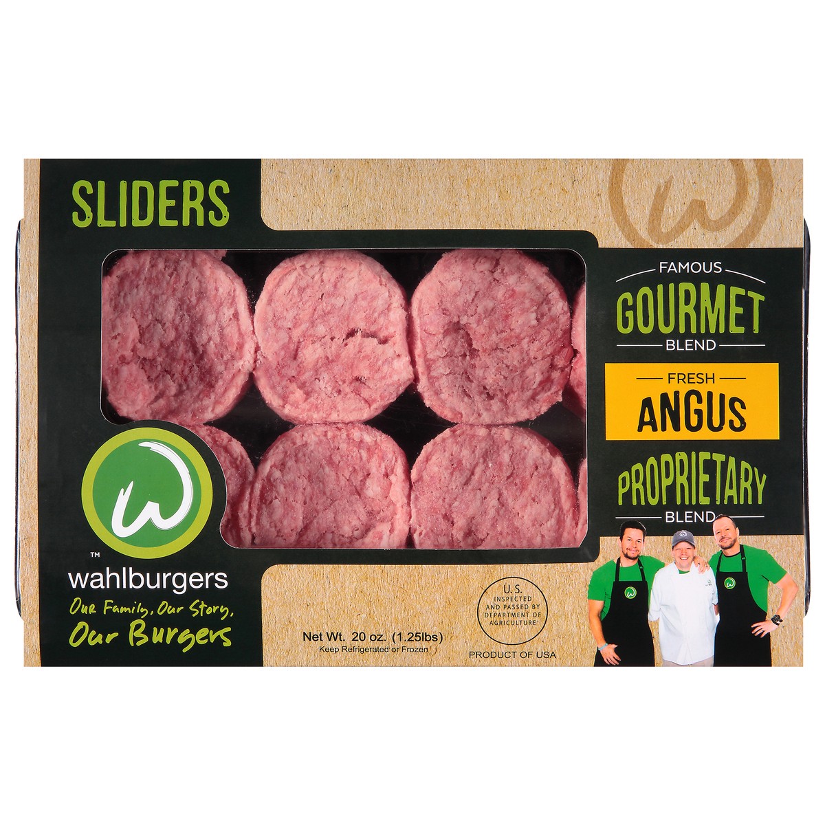 slide 1 of 9, Wahlburgers Gourmet Blend Angus Ground Beef Burger Sliders - 8 ct Fresh, 20 oz