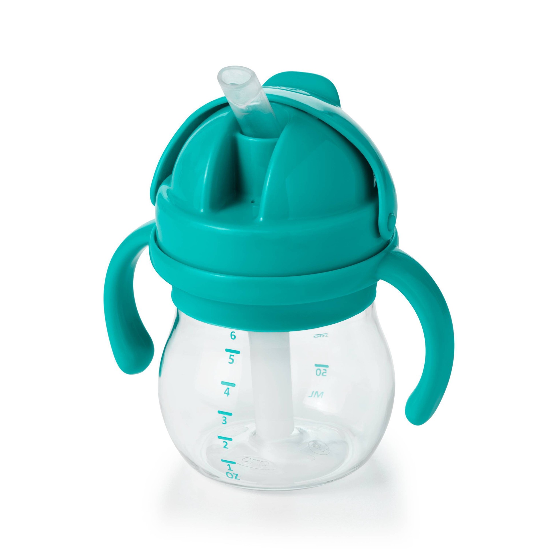 slide 1 of 8, OXO Tot Transitions Straw Cup with Handles - Teal, 6 oz