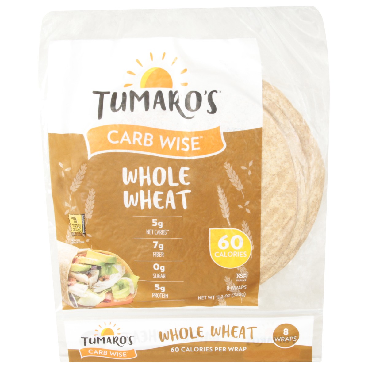 slide 1 of 4, Tumaro's Carb Wise Whole Wheat Wraps 8 ea, 8 ct