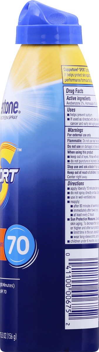 slide 9 of 11, Coppertone Sport SPF 70 Water Resistant Sunscreen Spray 5.5 oz, 5.5 oz