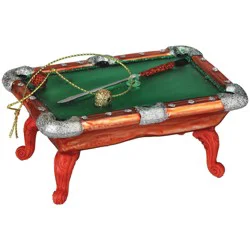 Destination Holiday Billiard Pool Table Glass Christmas Ornament