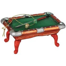 Destination Holiday Billiard Pool Table Glass Christmas Ornament