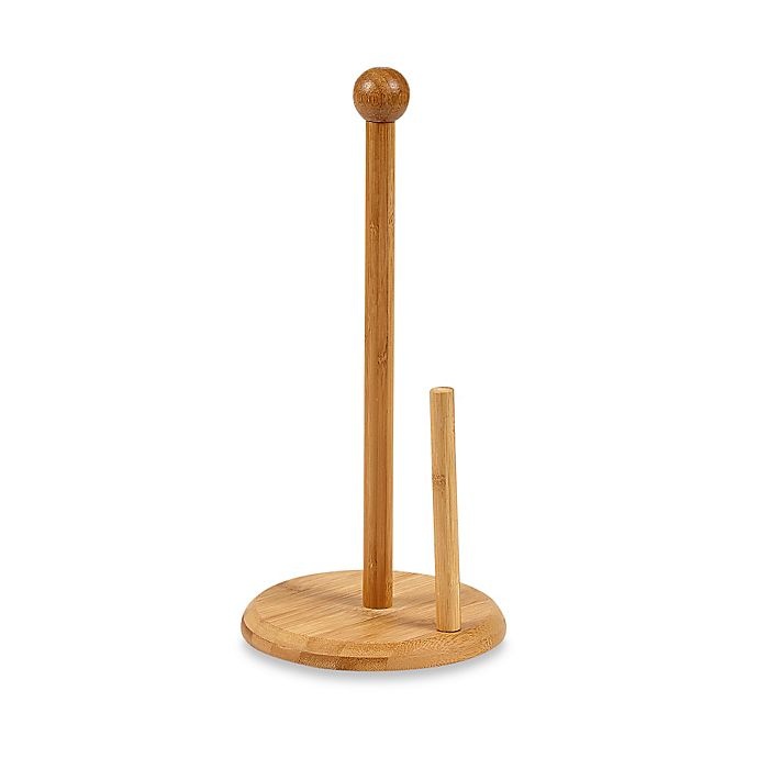 slide 1 of 2, Home Basics Bamboo Paper Towel Holder, 1 ct