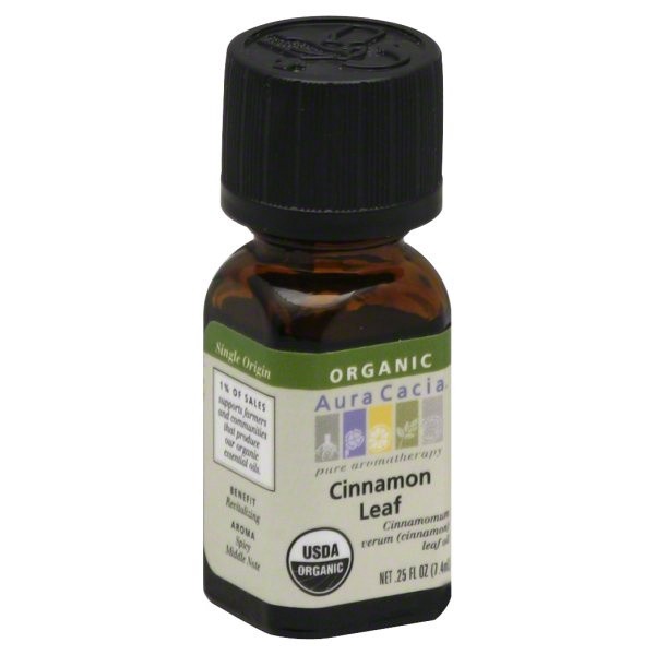 slide 1 of 1, Aura Cacia Organic Cinnamon Leaf Essential Oil, 0.25 fl oz