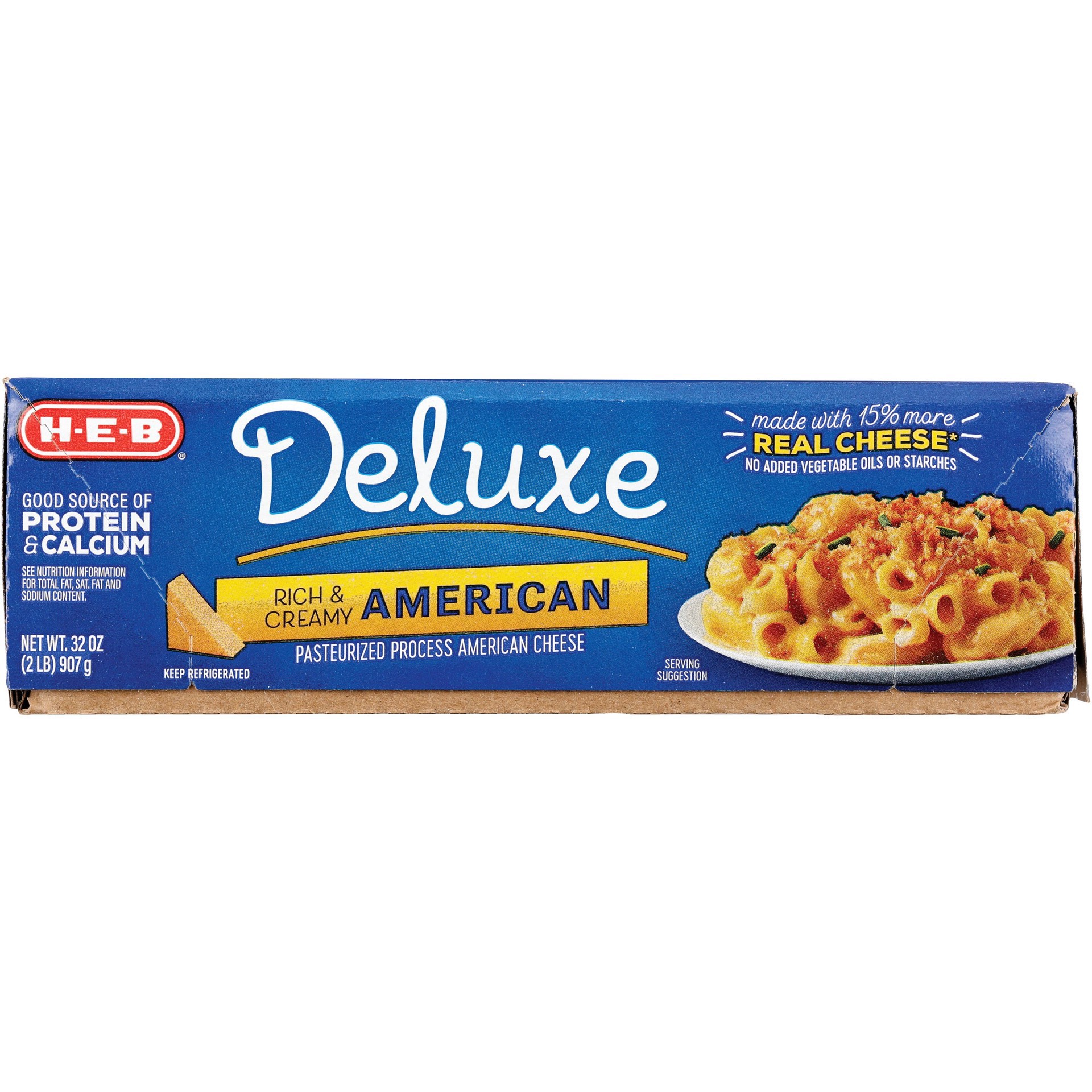 slide 1 of 1, H-E-B Deluxe American Cheese, 32 oz