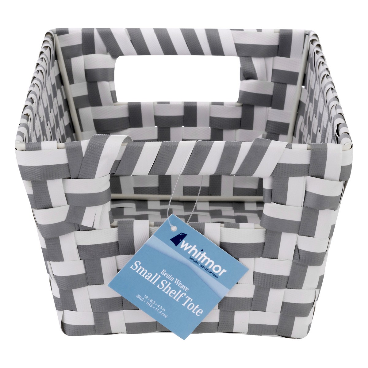 slide 1 of 9, Whitmor Small Resin Strap Shelf Tote - Gray & White Chevron, 1 ct