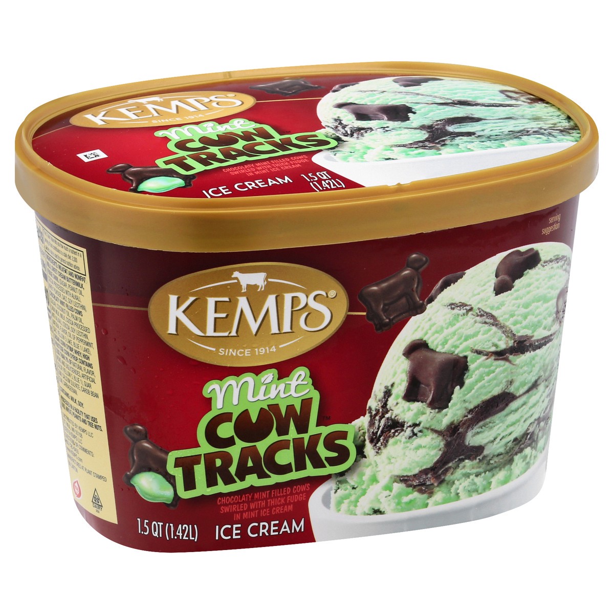 slide 6 of 9, Kemps Mint Cow Tracks Ice Cream 1.5 Quart, 1.5 qt