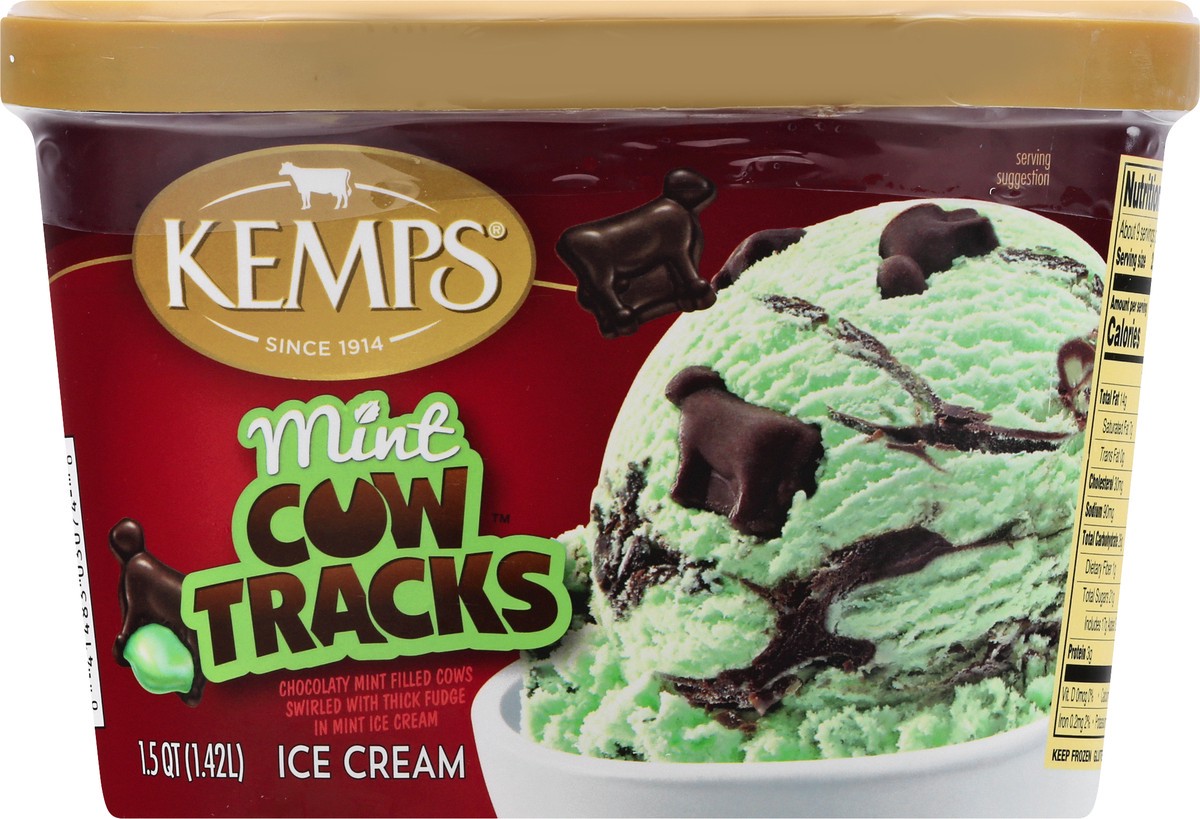 slide 2 of 9, Kemps Mint Cow Tracks Ice Cream 1.5 Quart, 1.5 qt