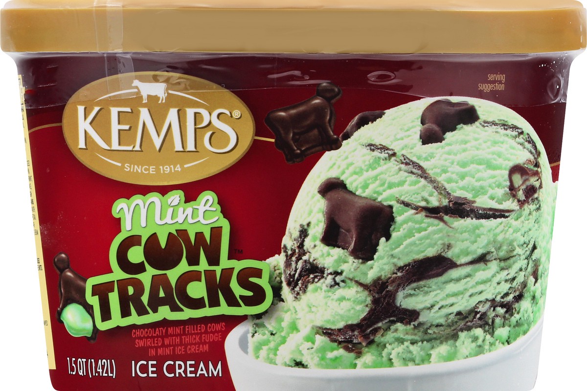 slide 5 of 9, Kemps Mint Cow Tracks Ice Cream 1.5 Quart, 1.5 qt