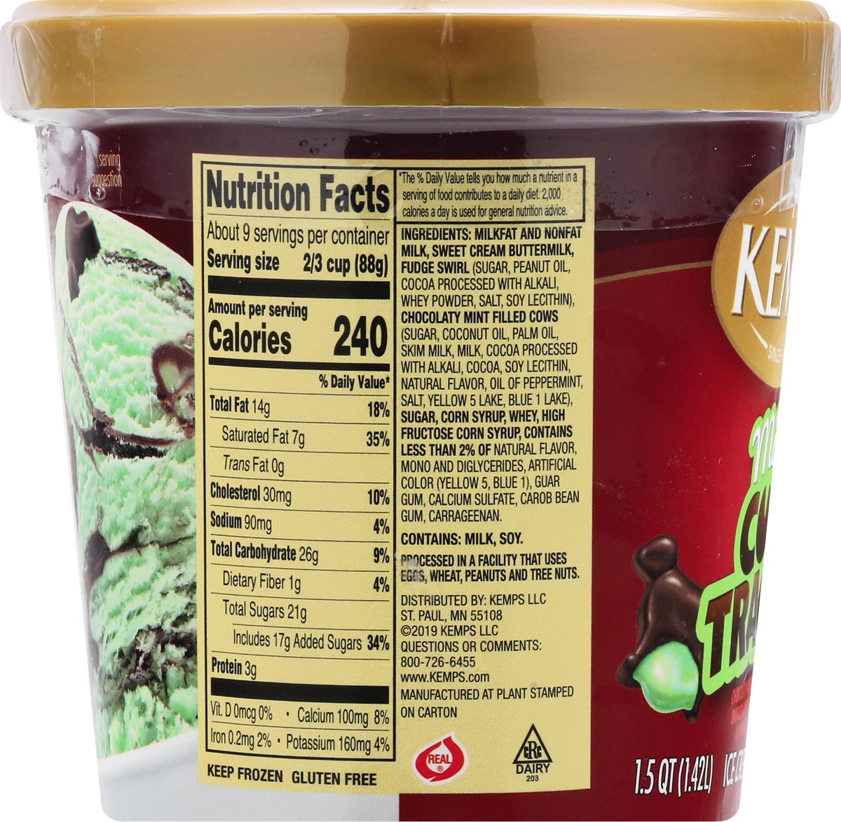 slide 4 of 9, Kemps Mint Cow Tracks Ice Cream 1.5 Quart, 1.5 qt