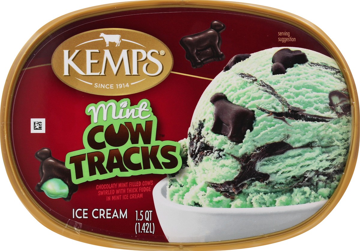 slide 8 of 9, Kemps Mint Cow Tracks Ice Cream 1.5 Quart, 1.5 qt