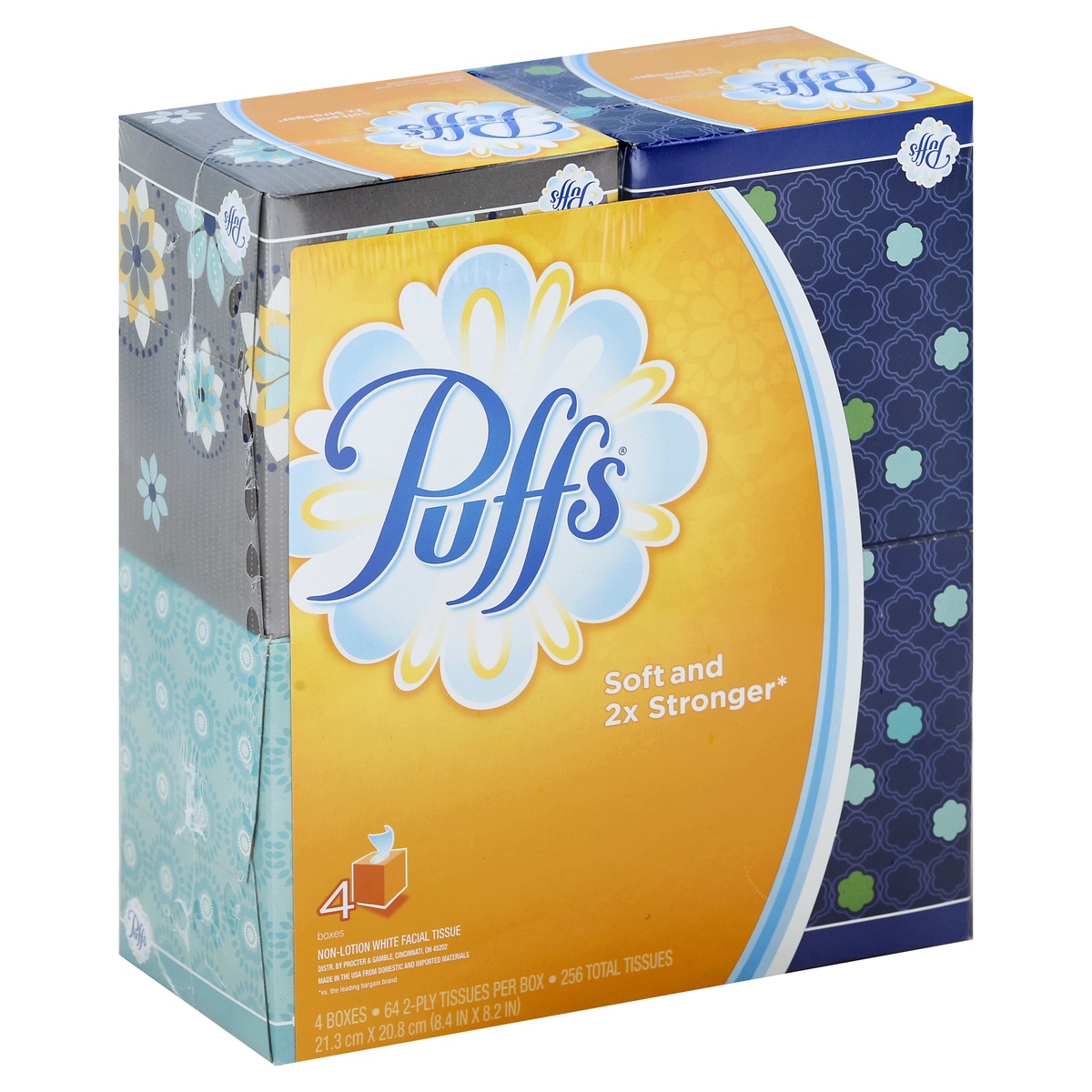 slide 1 of 1, Puffs Facial Tissue 4 ea, 4 ct