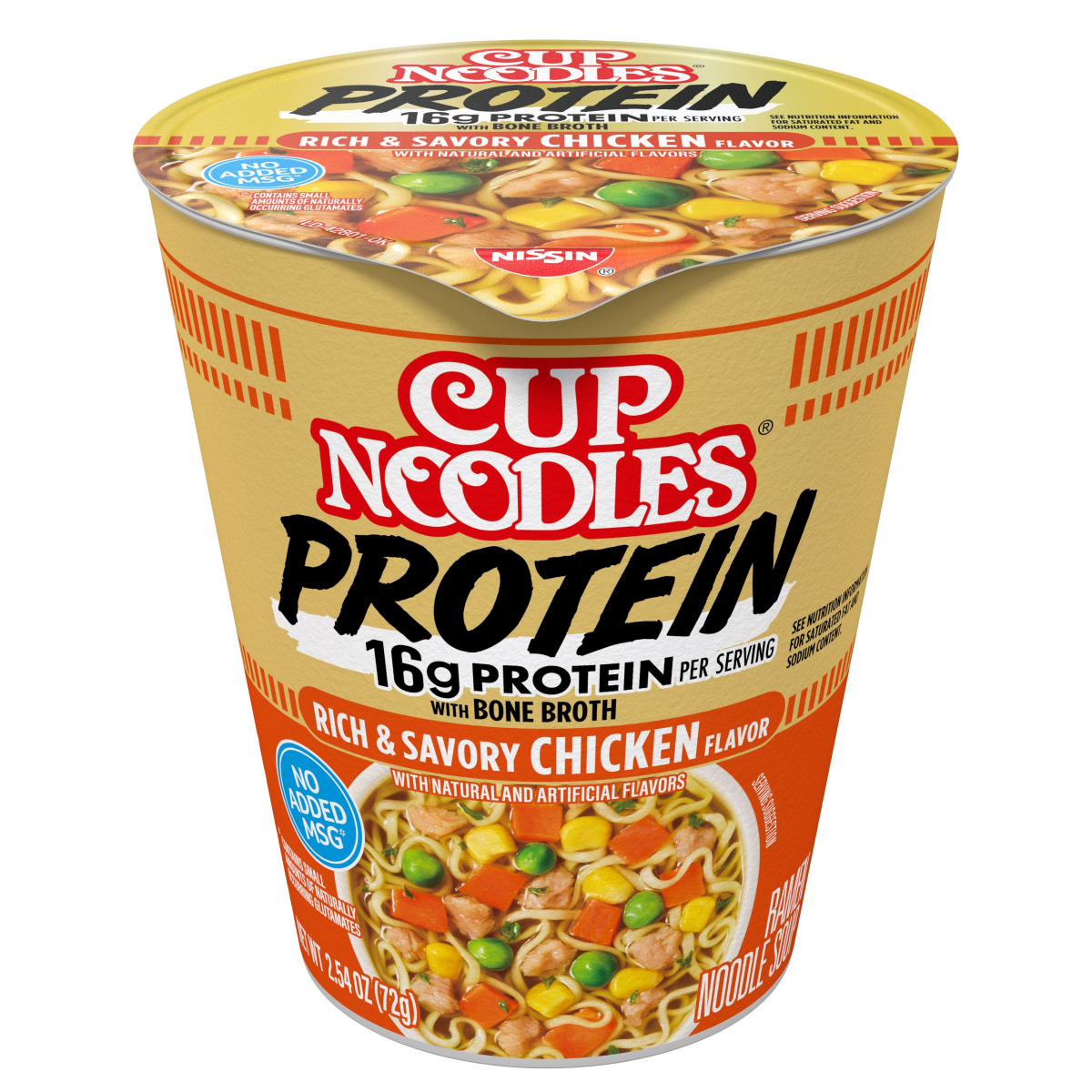 slide 1 of 1, Cup Noodles Protein Rich & Savory Chicken Flavor Ramen Noodle Soup in Sauce 2.54 oz, 2.54 oz
