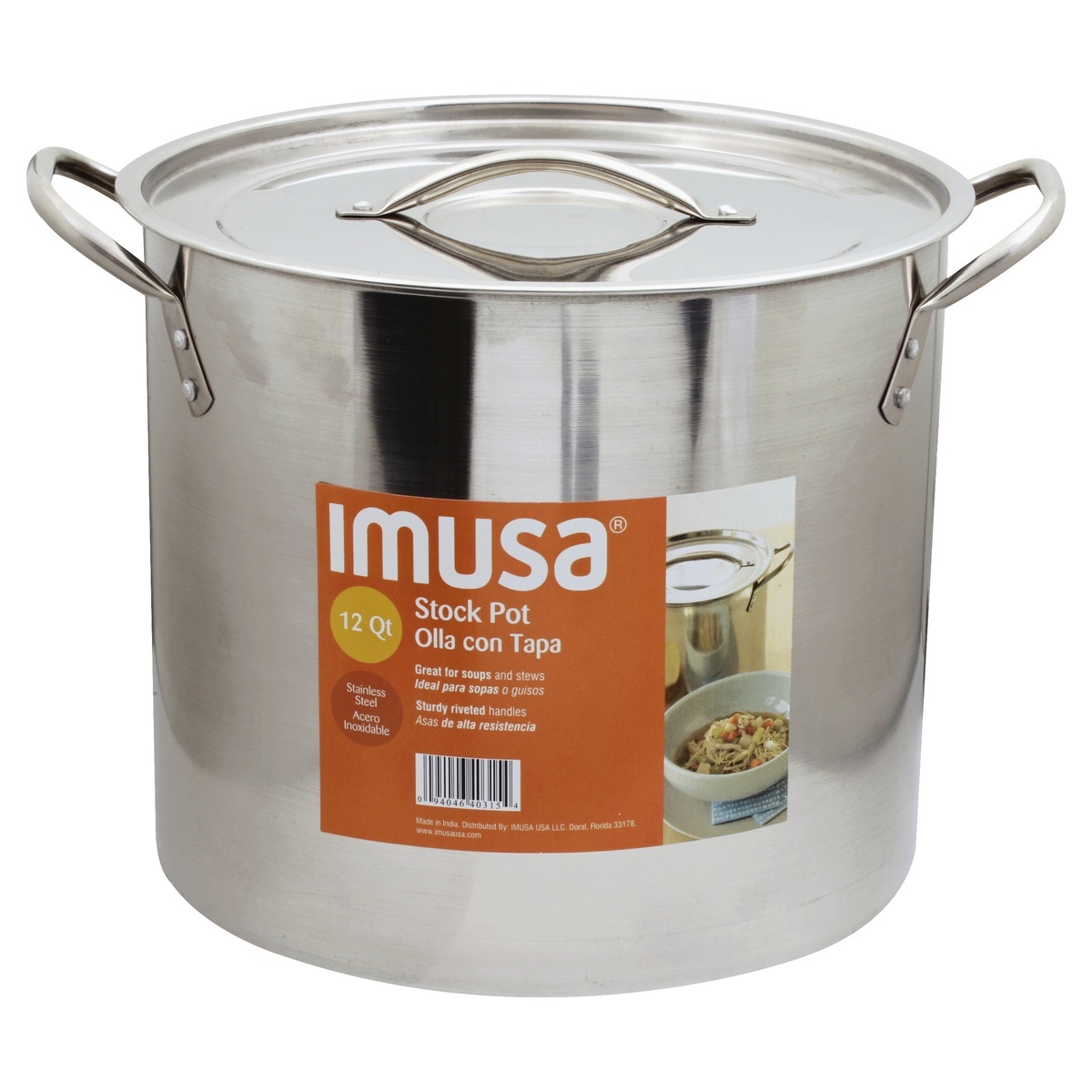 slide 1 of 1, Imusa Stainless Stock Pot 12Qt, 1 ct