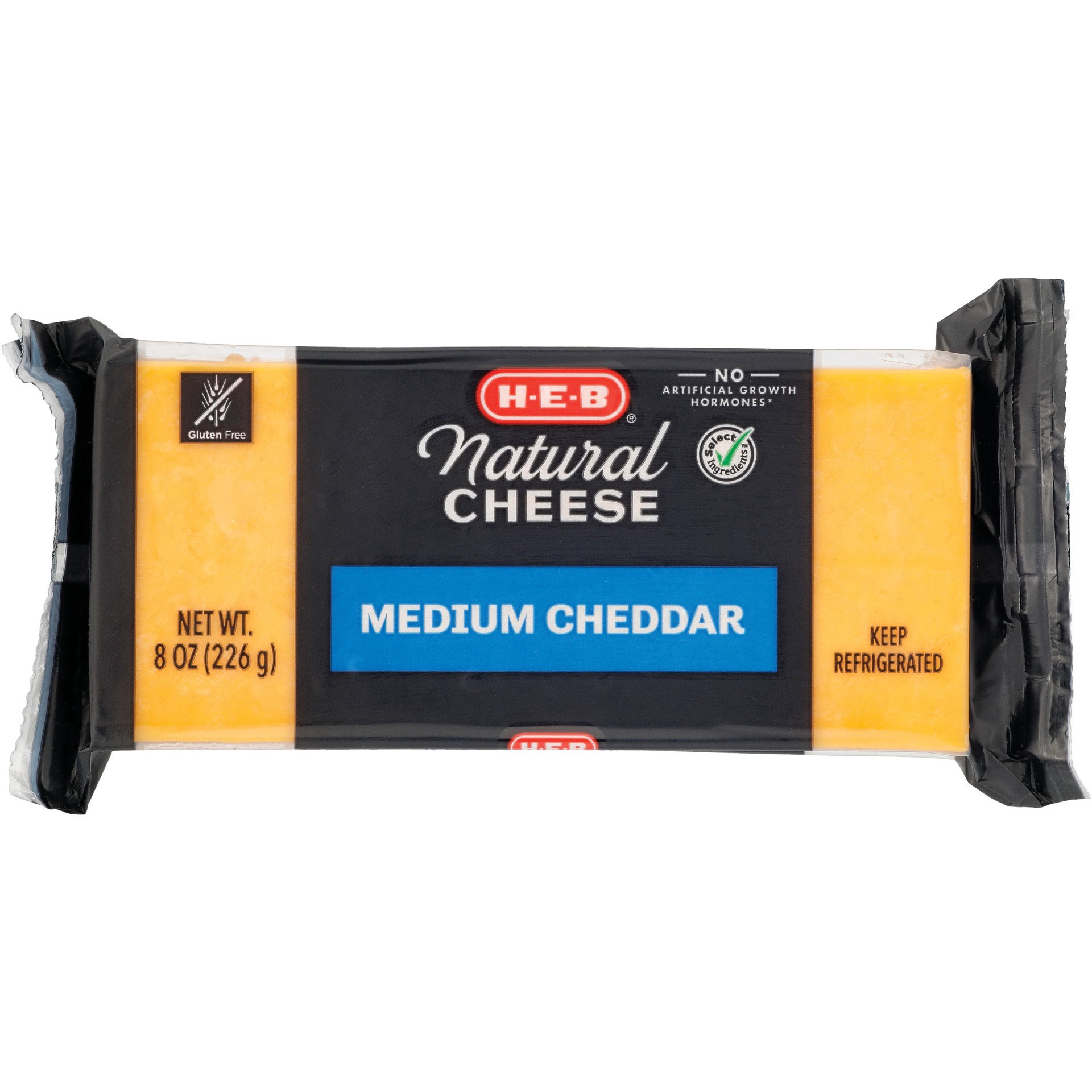 slide 1 of 1, H-E-B Medium Cheddar Cheese, 8 oz