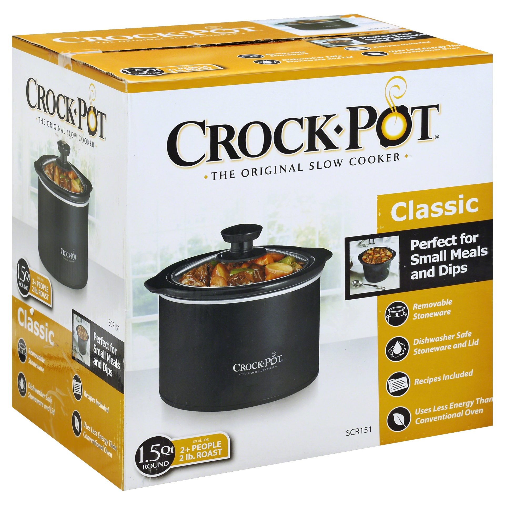 slide 1 of 1, Crock-Pot Classic Slow Cooker -1.5 Quart - Black, 1.5 qt