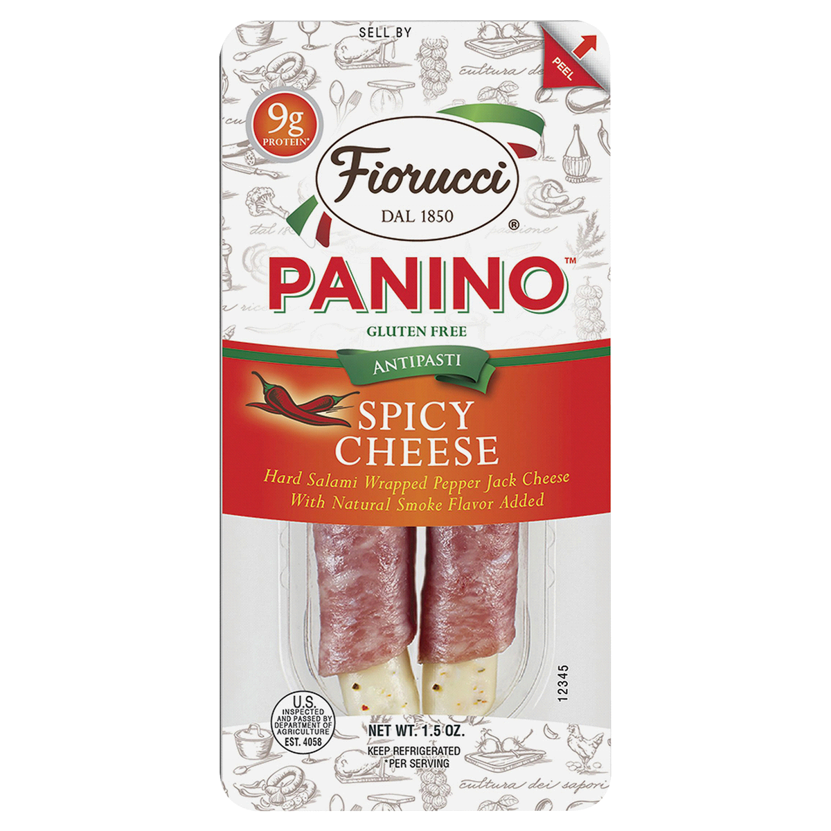 slide 1 of 6, Fiorucci Hard Salami and Pepperjack Panino, 1.5 oz