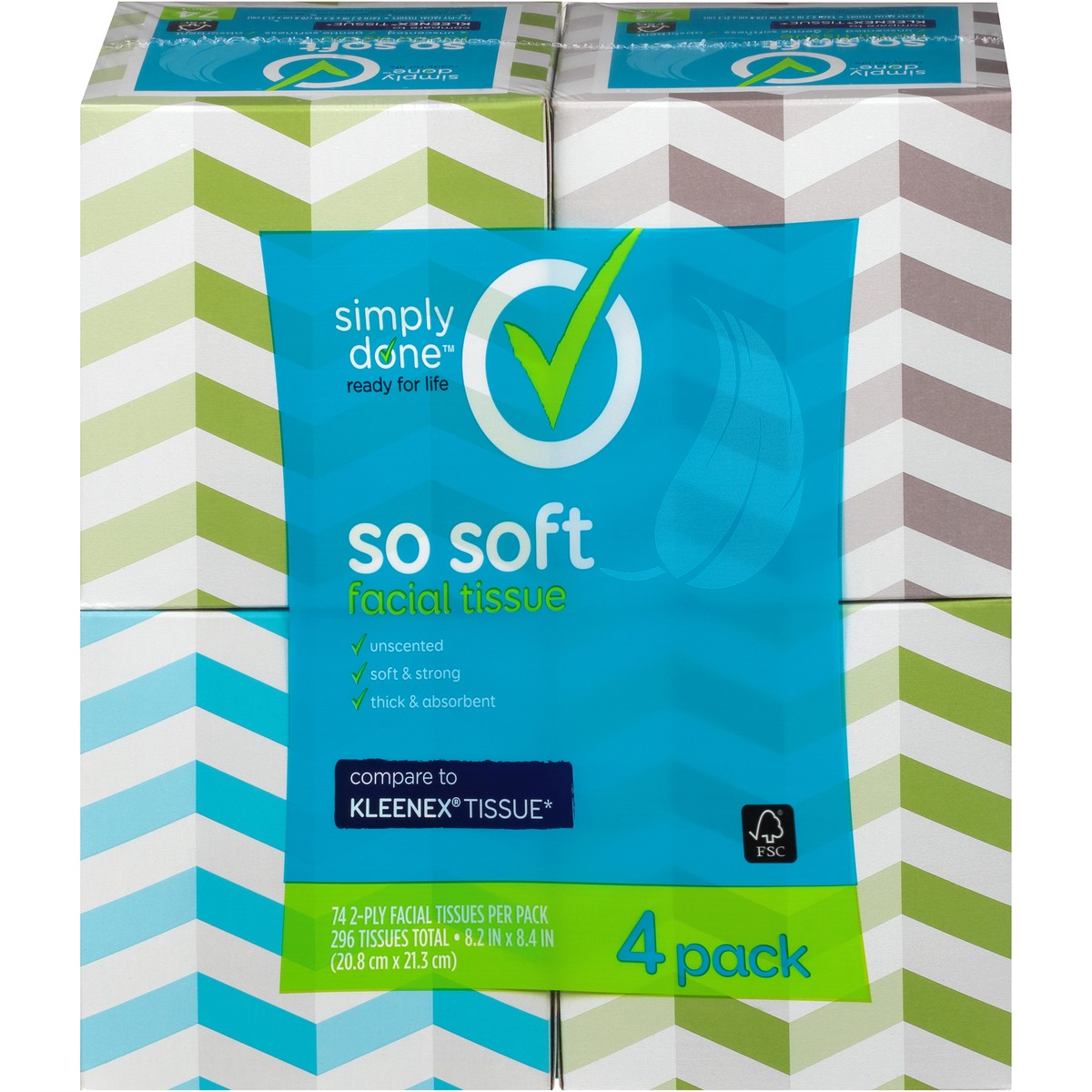 slide 1 of 8, Simply Done So Soft Facial Tissue, 74 ct