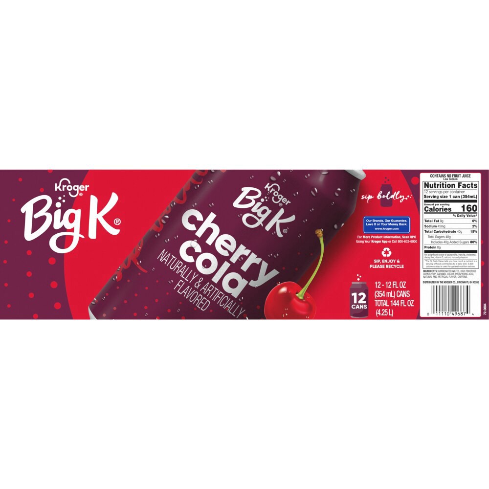 slide 2 of 5, Big K Cherry Cola - 12 ct; 12 fl oz, 12 ct; 12 fl oz