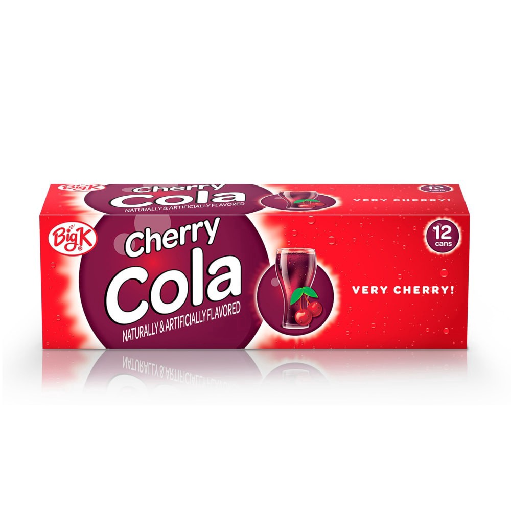 slide 1 of 5, Big K Cherry Cola - 12 ct; 12 fl oz, 12 ct; 12 fl oz