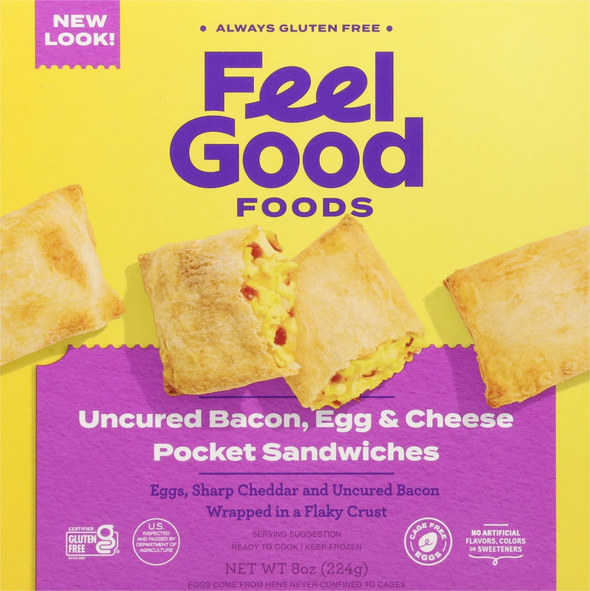 slide 10 of 13, Feel Good Foods Uncured Bacon, Egg & Cheese Pocket Sandwiches 8 oz, 8 oz