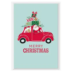 Hallmark Christmas Cards (6 Cards with Envelopes) Santa Driving Red Car