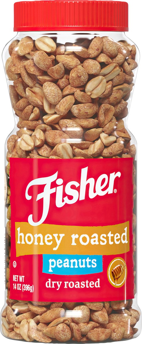 slide 1 of 9, Fisher Honey Roast Peanuts, 14 oz