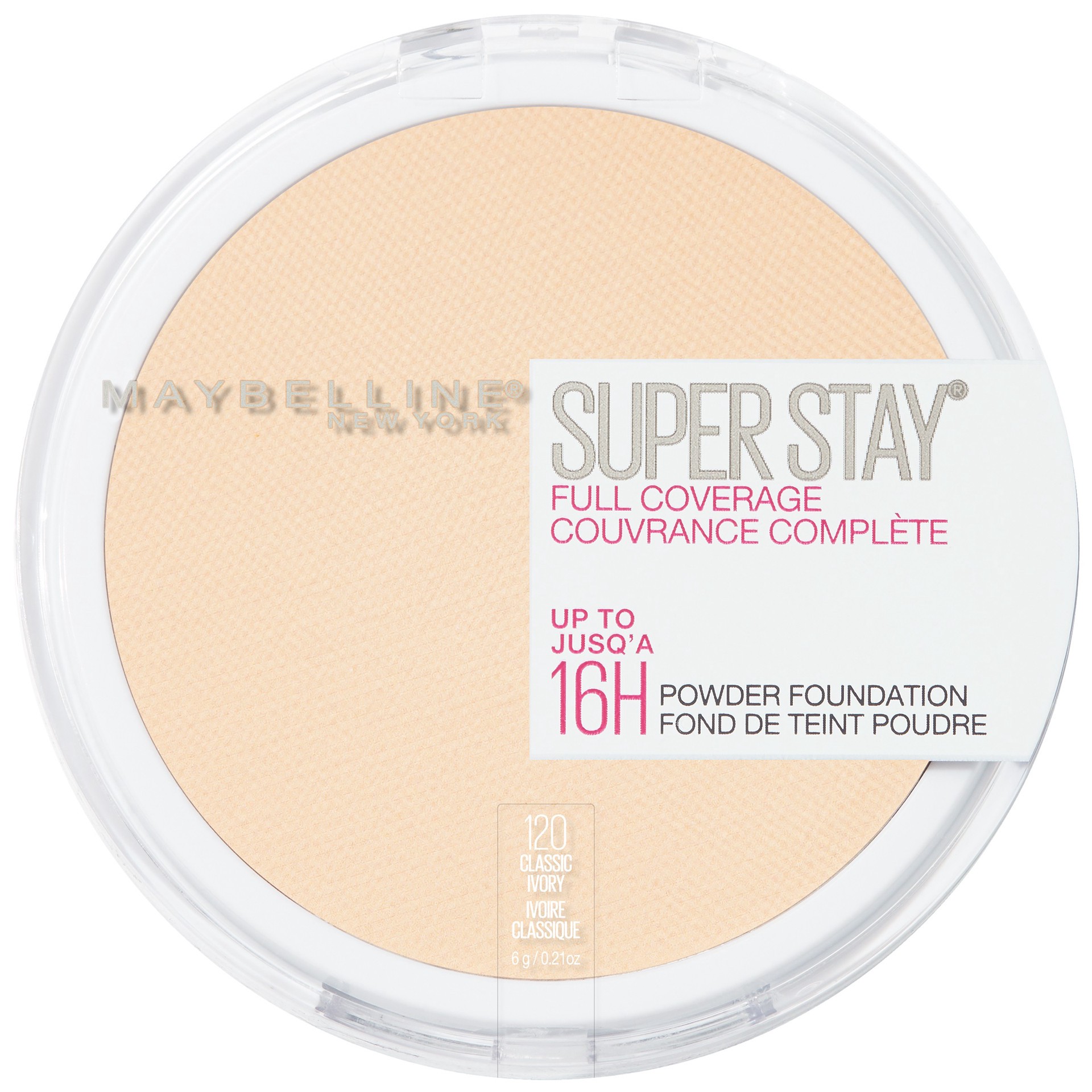 slide 1 of 6, Super Stay Full Coverage Pressed Powder Foundation -120 Classic Ivory - 0.21oz, 1 ct