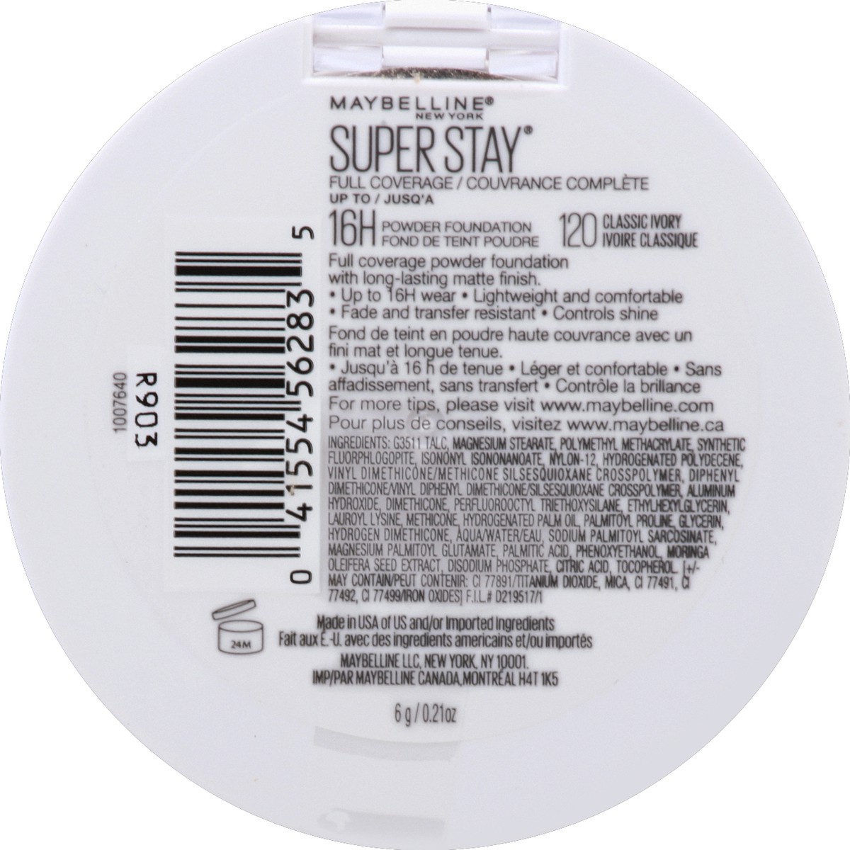 slide 6 of 6, Super Stay Full Coverage Pressed Powder Foundation -120 Classic Ivory - 0.21oz, 1 ct