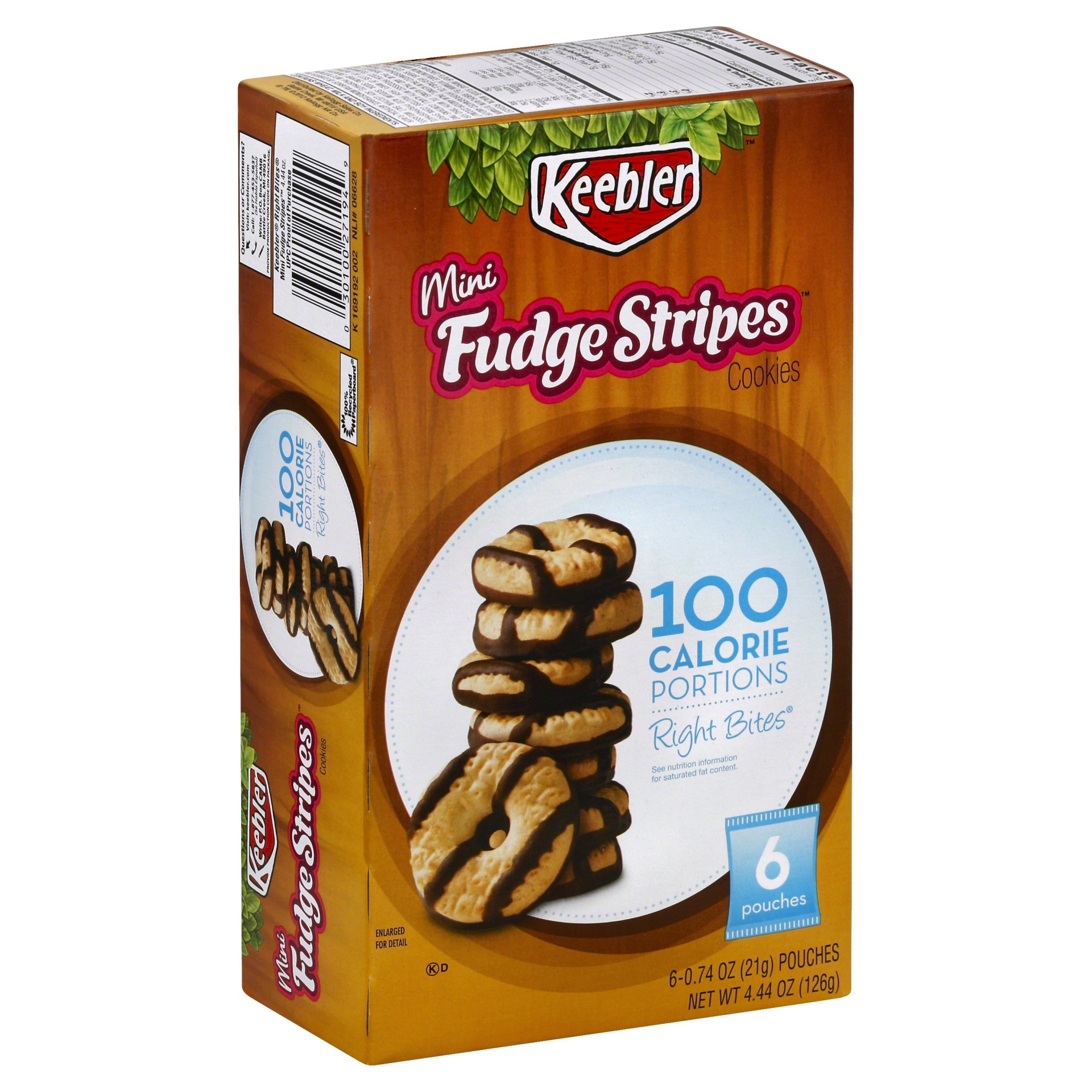 slide 1 of 1, Fudge Shoppe Mini Fudge Stripe Right Bites 100 Calorie, 6 ct