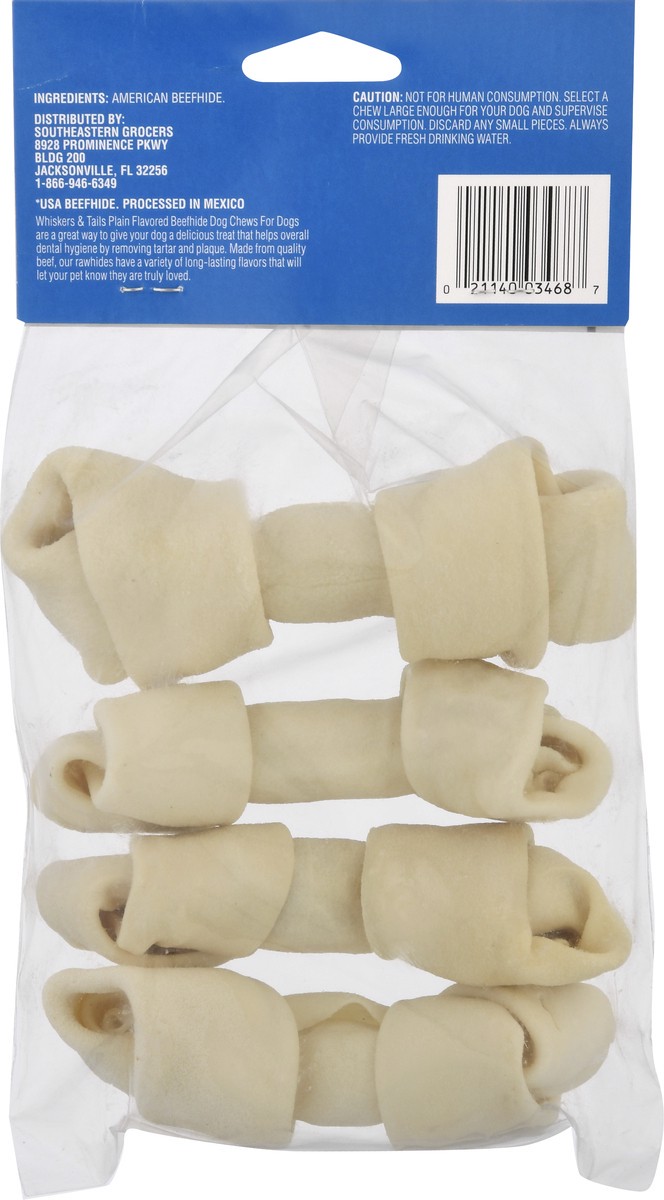 slide 6 of 9, Whiskers & Tails 4 Pack Beefhide Bone Plain flavor Dog Chews 4.0 ea, 4 ct