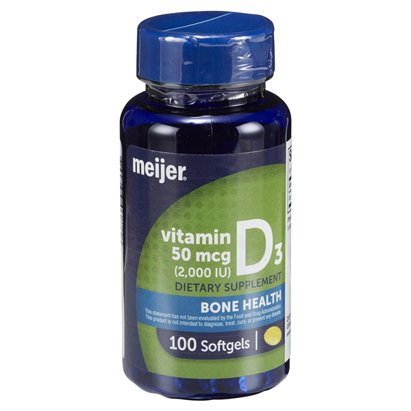 slide 1 of 1, Meijer Vitamin D 50 mcg Softgels, 100 ct