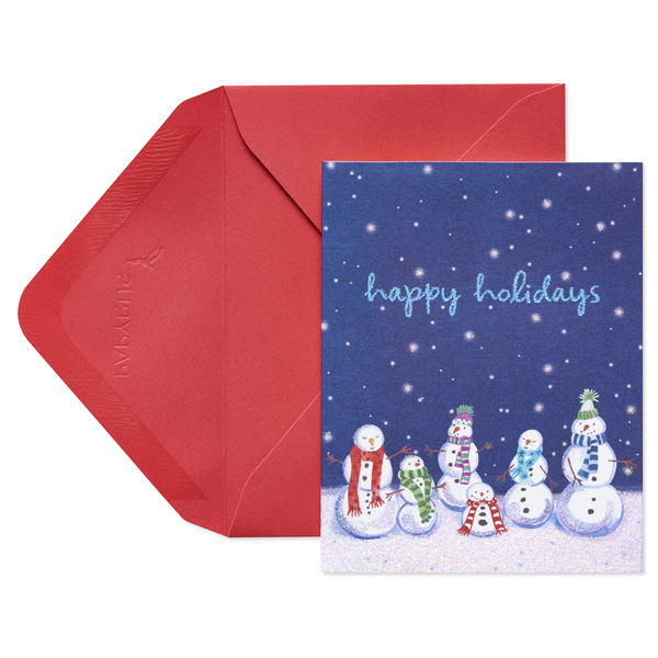 slide 1 of 1, Papyrus Row Of Snowmen Prelude Holiday Boxed Cards, 1 ct