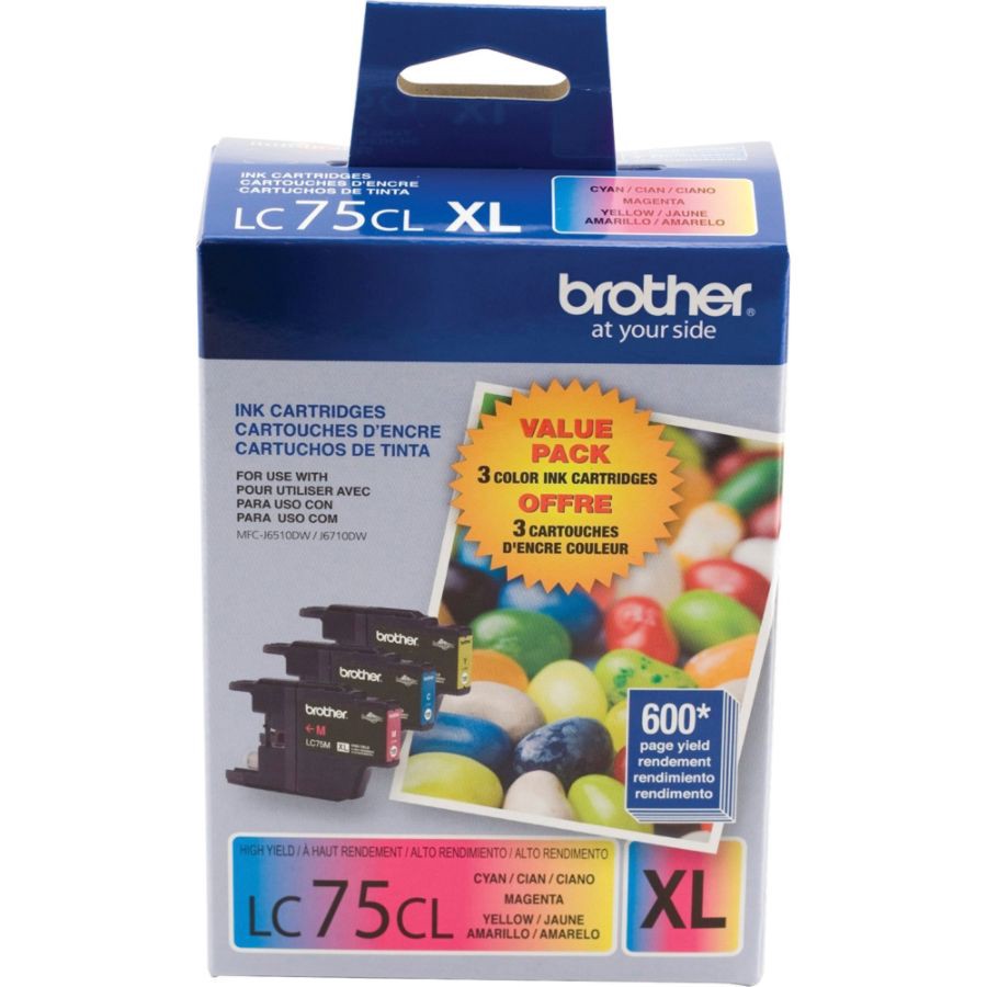 slide 2 of 2, Brother Lc75 Cyan/Magenta/Yellow Ink Cartridges, Pack Of 3, 3 ct