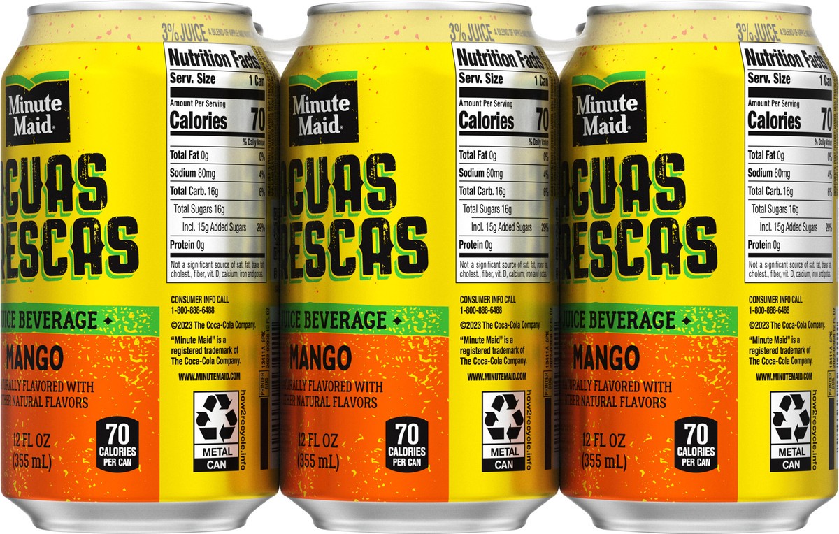 slide 3 of 11, Minute Maid Aguas Frescas Mango Cans- 6 ct, 6 ct; 12 oz
