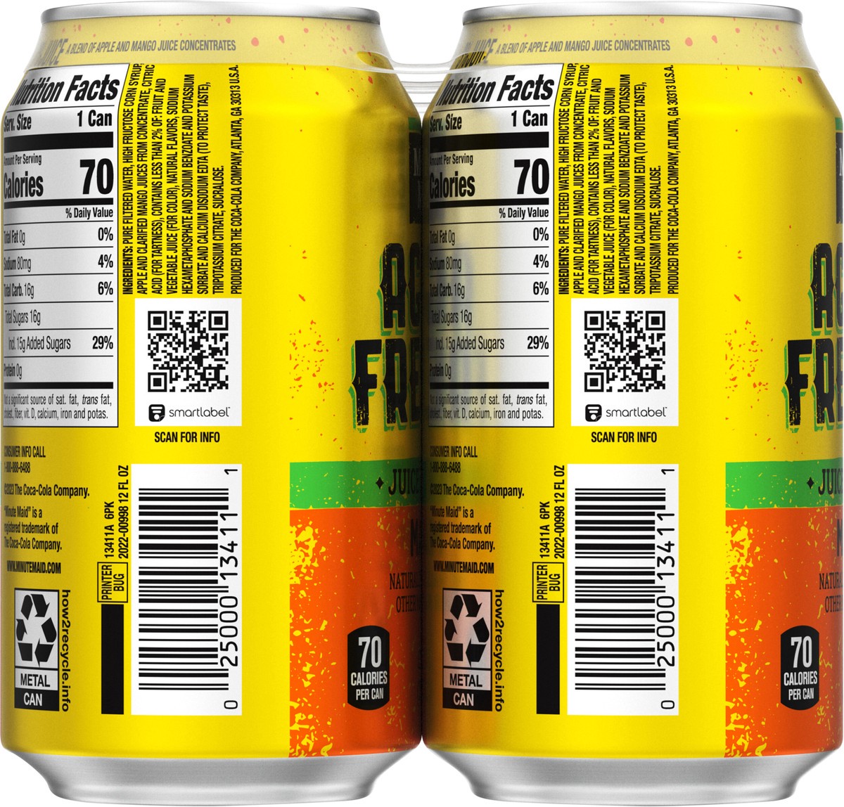 slide 11 of 11, Minute Maid Aguas Frescas Mango Cans- 6 ct, 6 ct; 12 oz